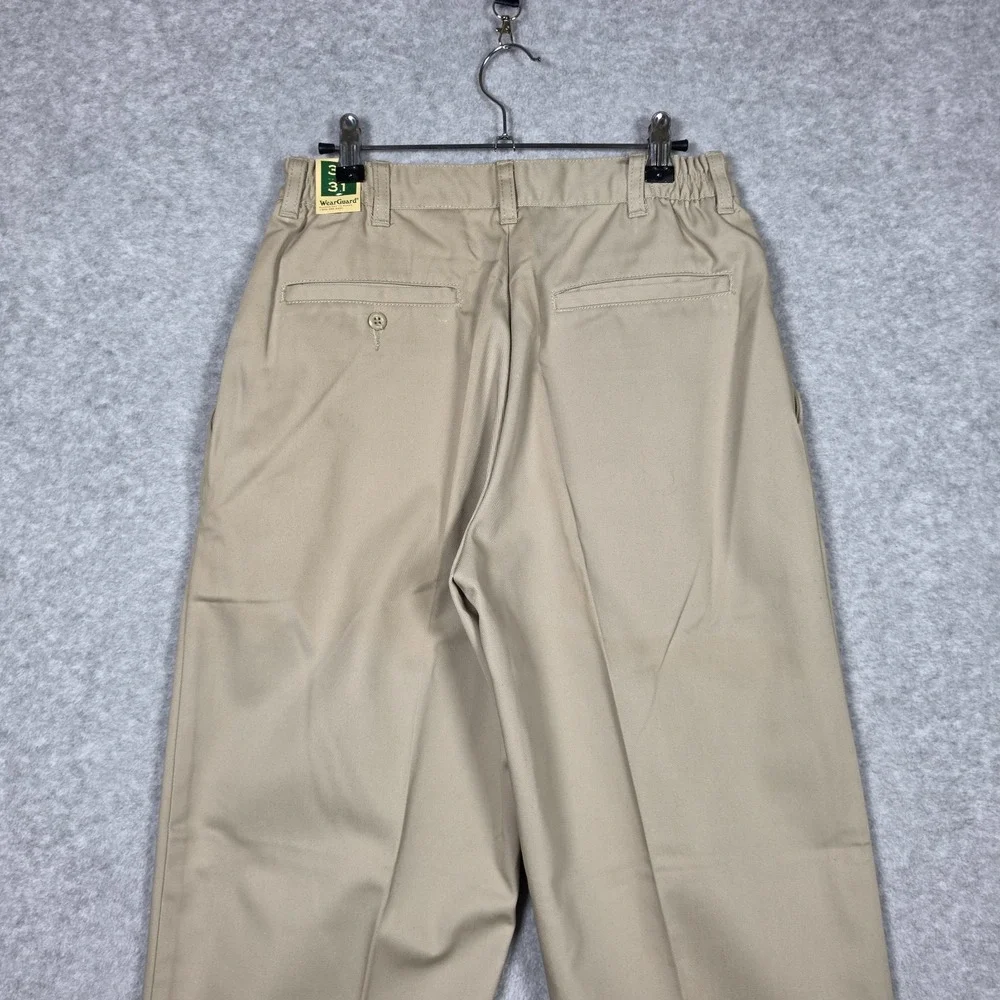 VTG WearGuard Pants Mens Sz 30x31 Tan Beige Stretch Waist Relaxed Straight NEW